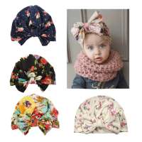 New cotton children's bow hat children's hat baby winter turban hat flower hairbands