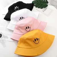 Casual Embroidery Yellow Smiley Face Fisherman Hat Simple Outdoor Visor Sun Basin Hats Funny Bucket Hats