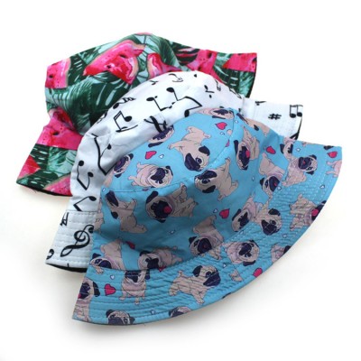 black and white double face basin hat fisherman hat hip-hop cap animal printing men and women spring and summer outdoor sun